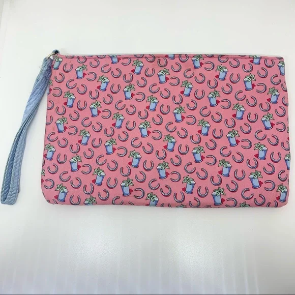 Vineyard Vines for Kentucky Derby Mint Julep Horseshoe Satin Wristlet - Picture 1 of 11